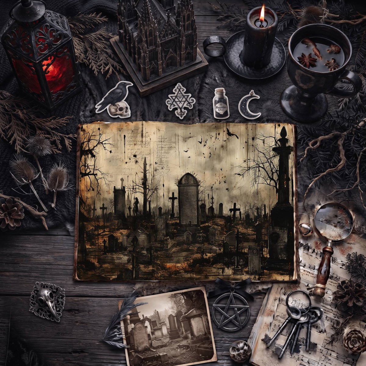 Gothic Cemetery Digital Papers