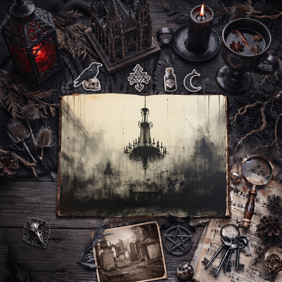 Gothic Chandeliers Digital Papers