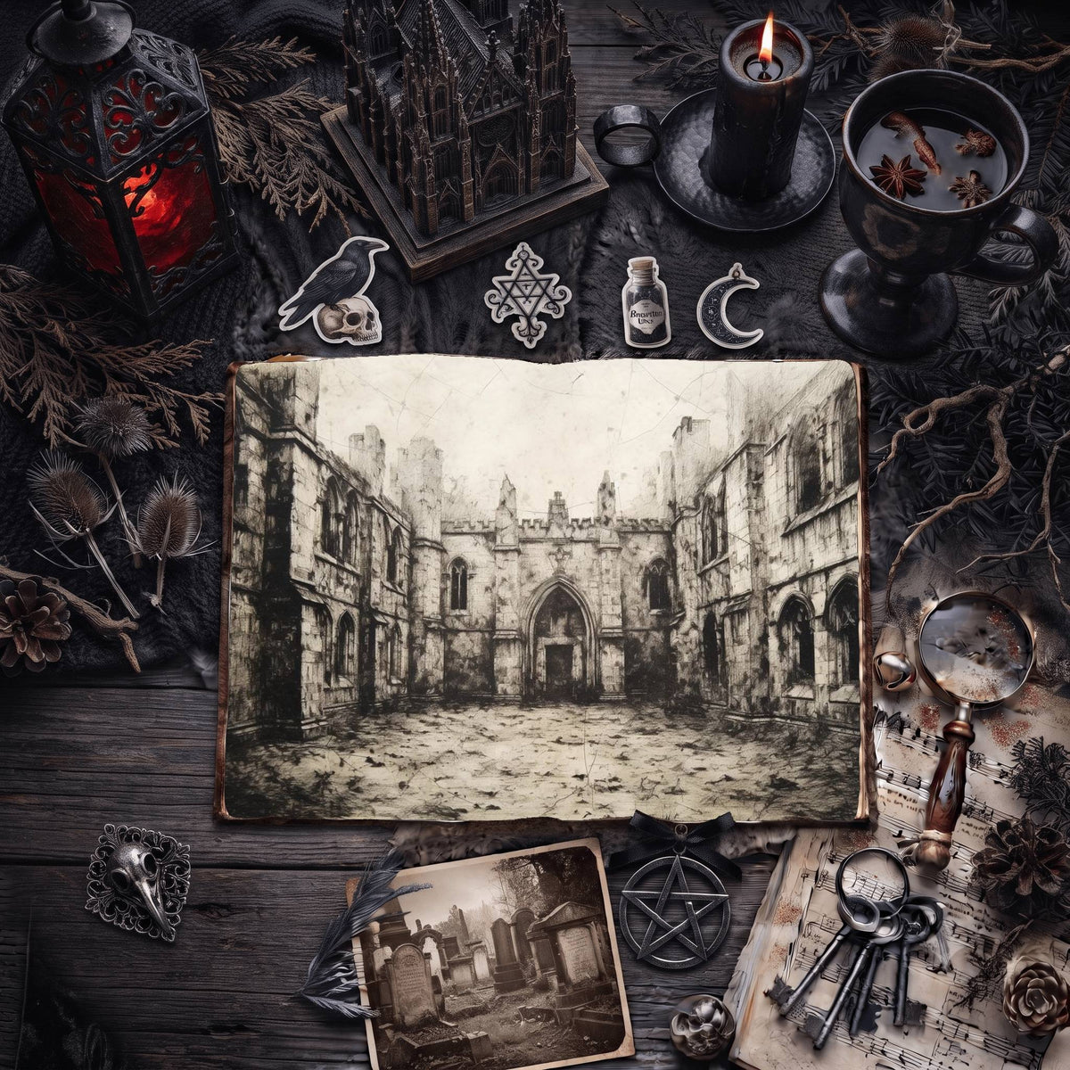 Gothic Courtyard Digital Papers