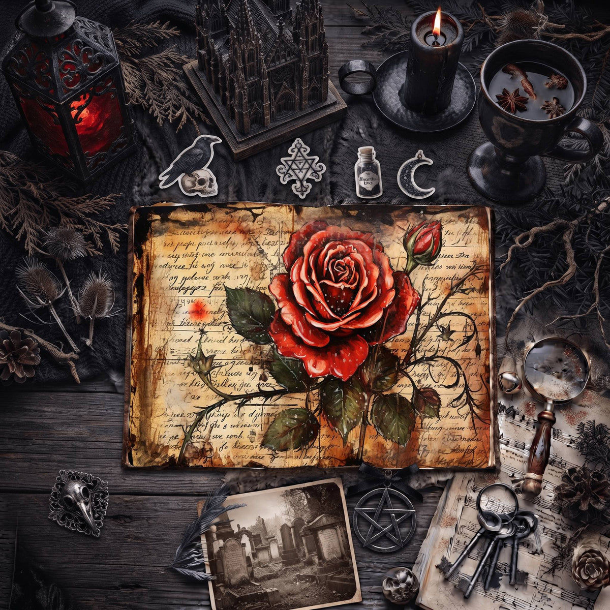 Gothic Roses Digital Papers
