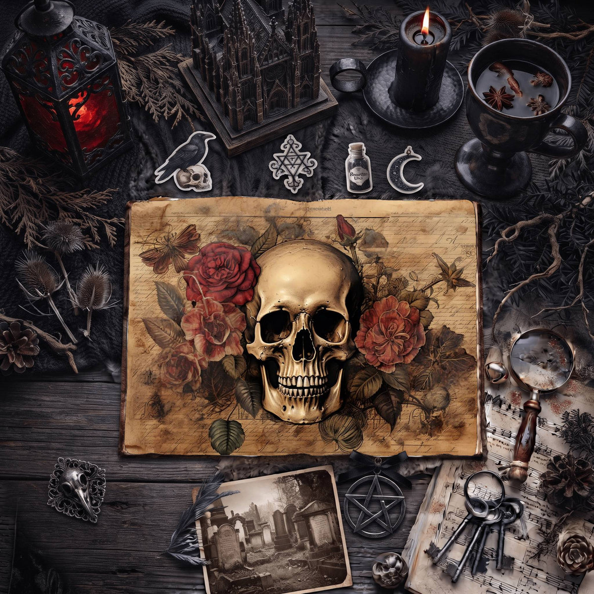 Gothic Skulls Digital Papers