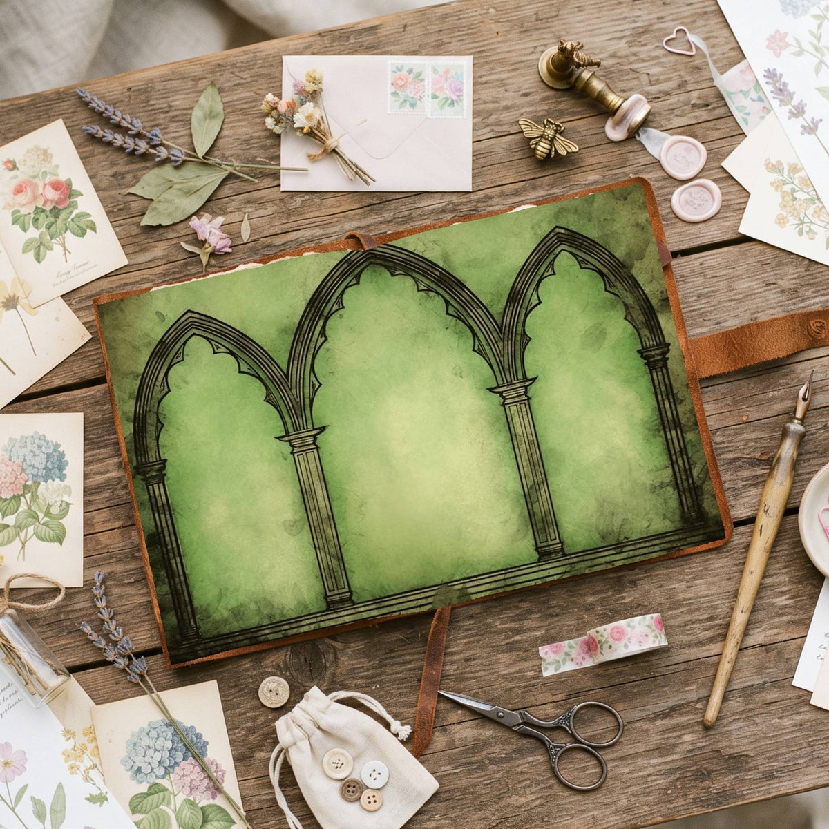 Green Arches Digital Papers