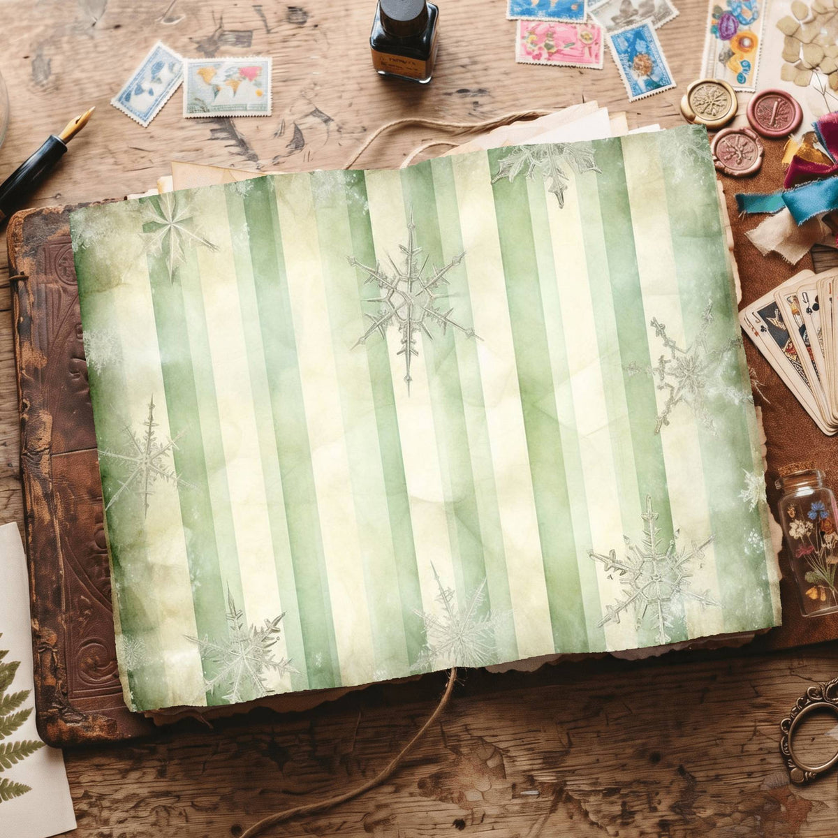Green Christmas Digital Papers