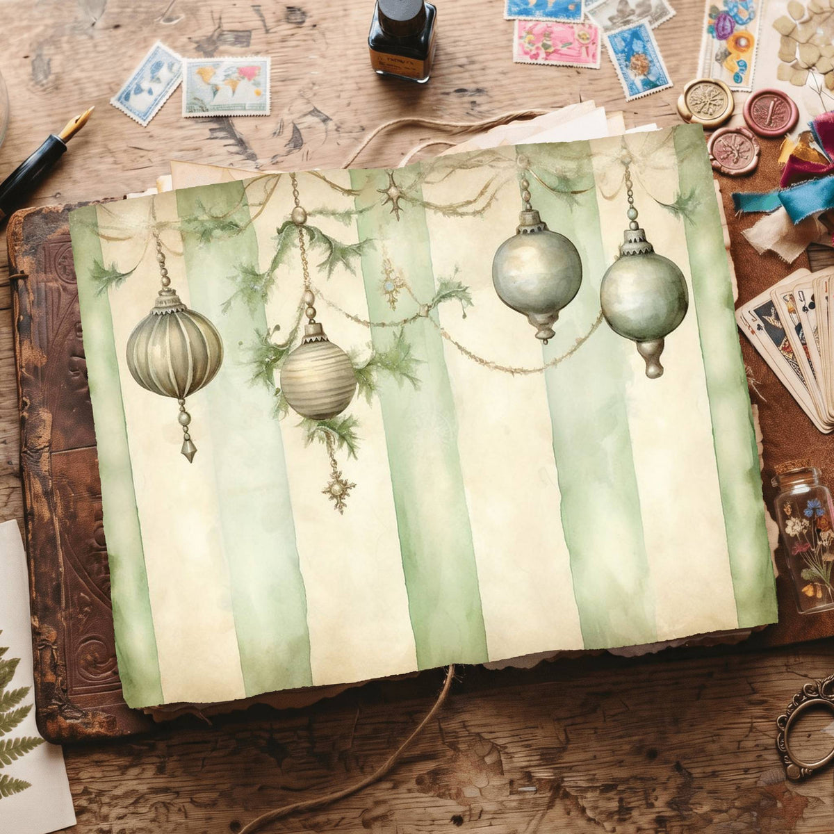 Green Christmas Digital Papers