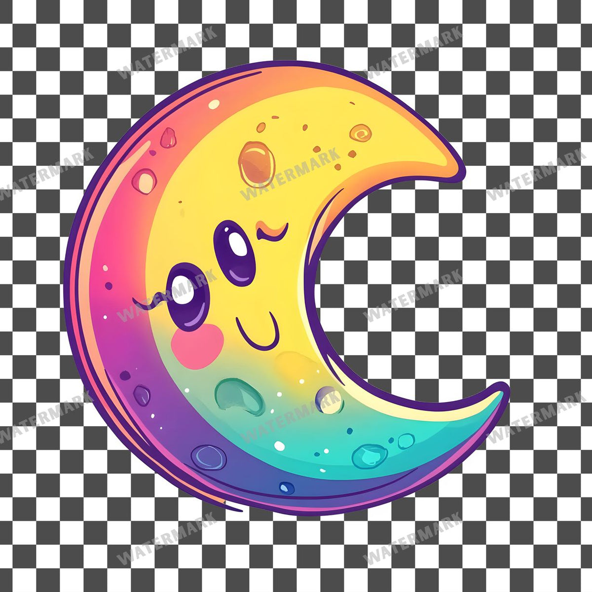 Half Moon Kawaii Style Clipart Pngs