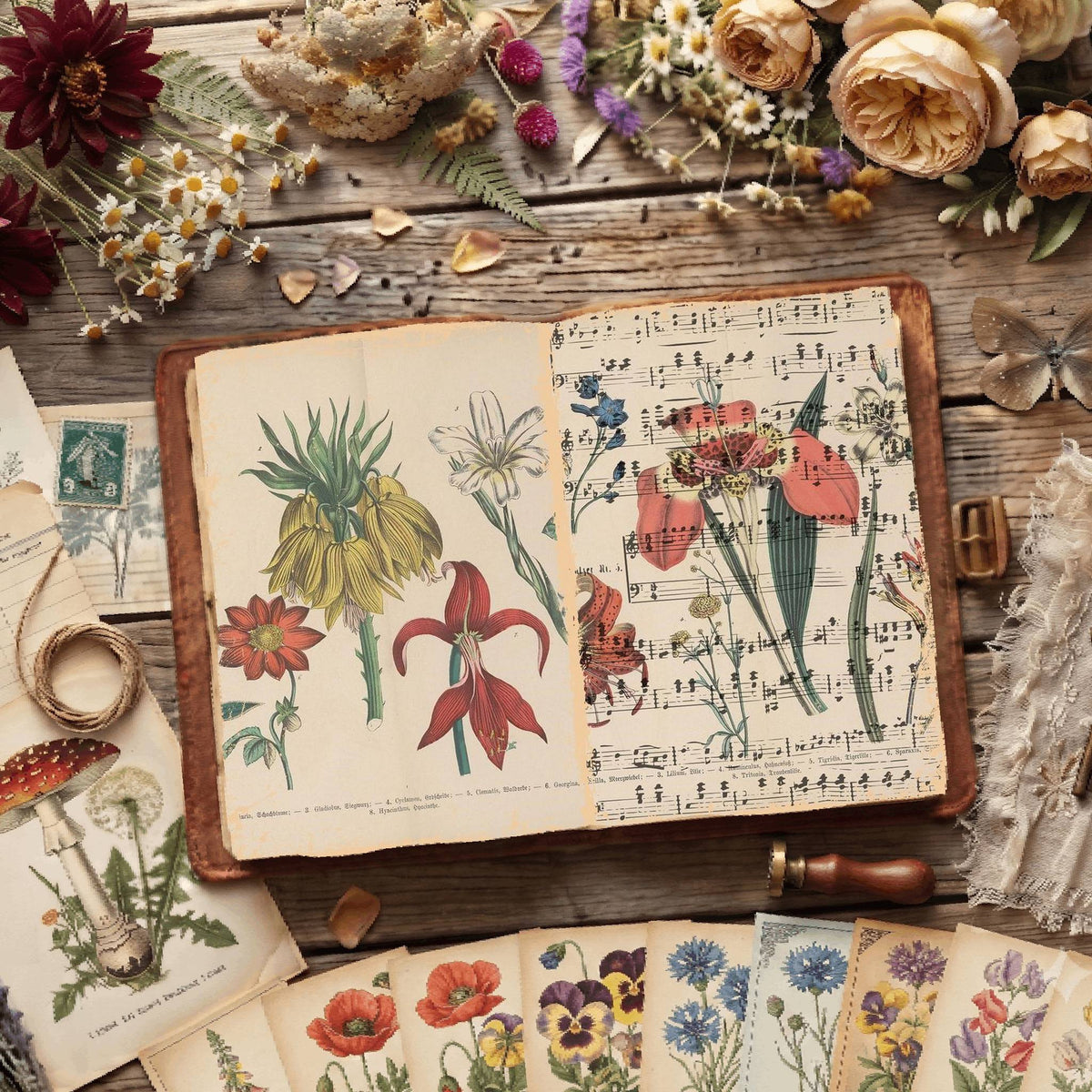 Herbal printable junk journal paper, page preview 6