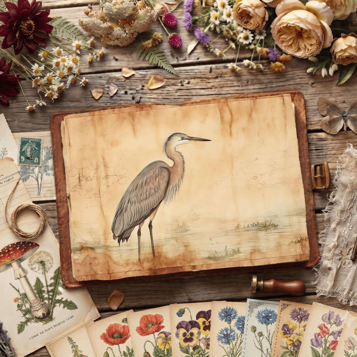 Heron Birds Digital Papers