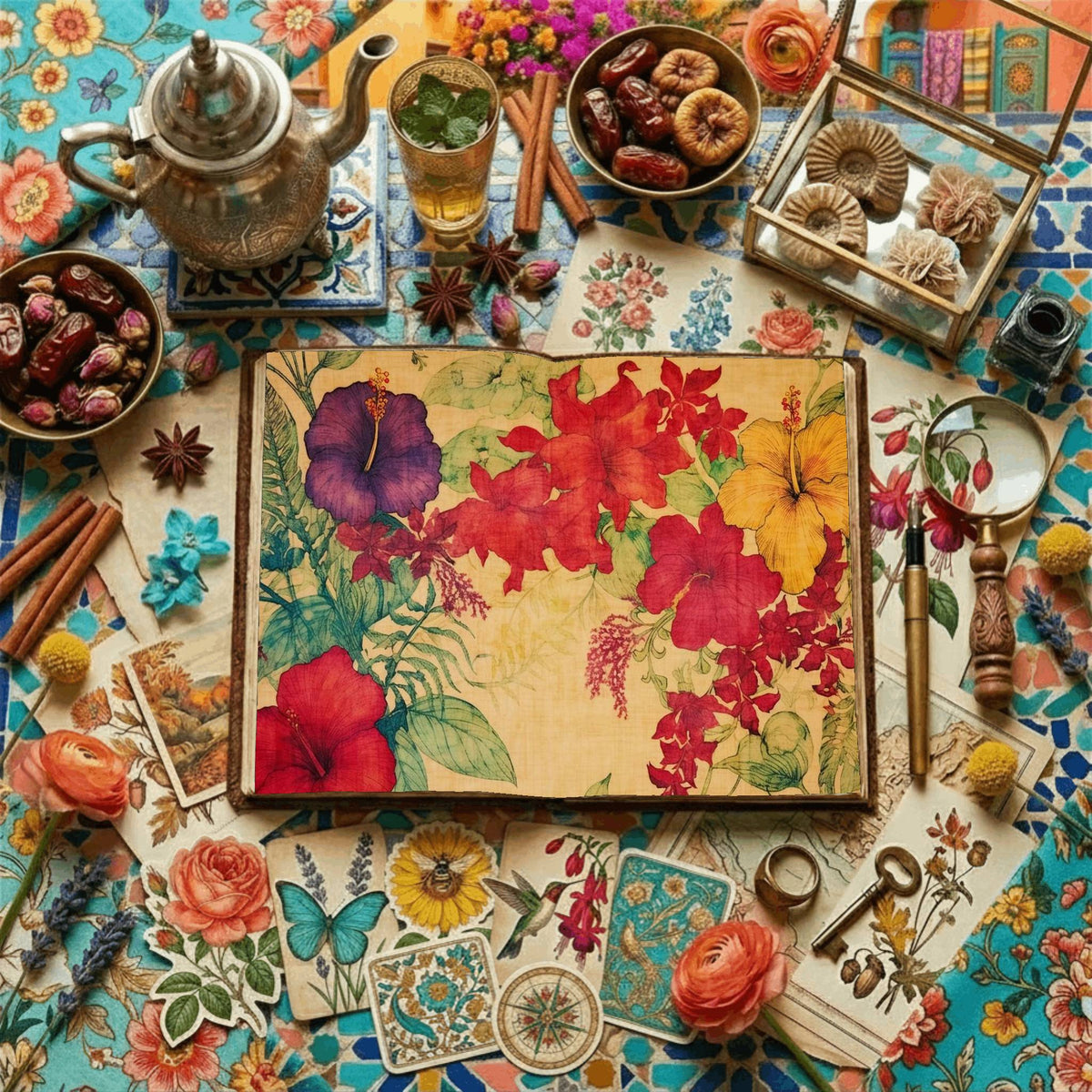 Hibiscus Watercolour Digital Papers