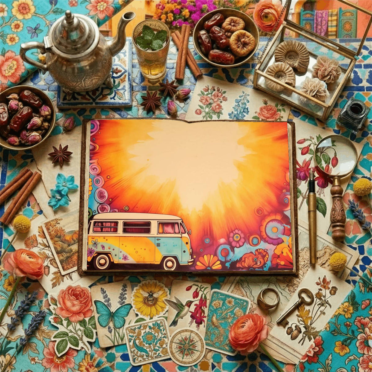 Hippie Campervan Digital Papers