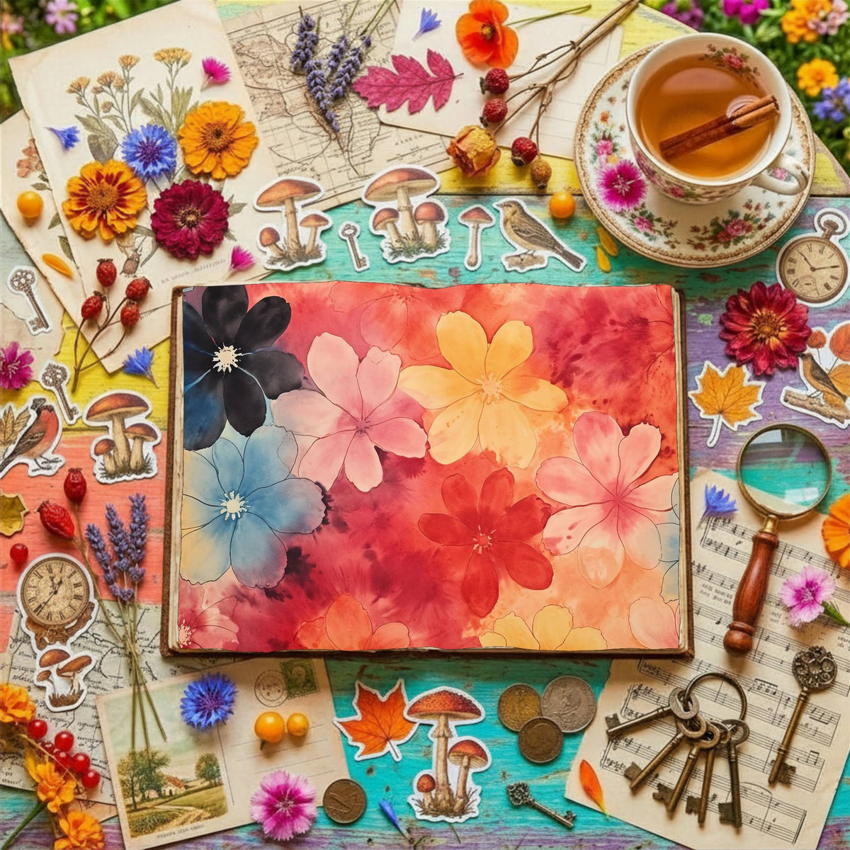 Hippie Flowers Digital Papers