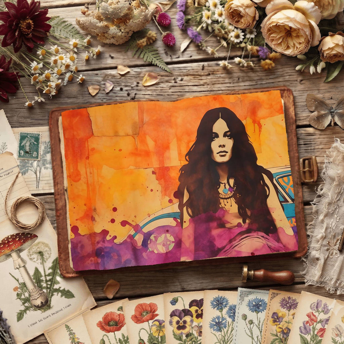 Hippie Woman Digital Papers