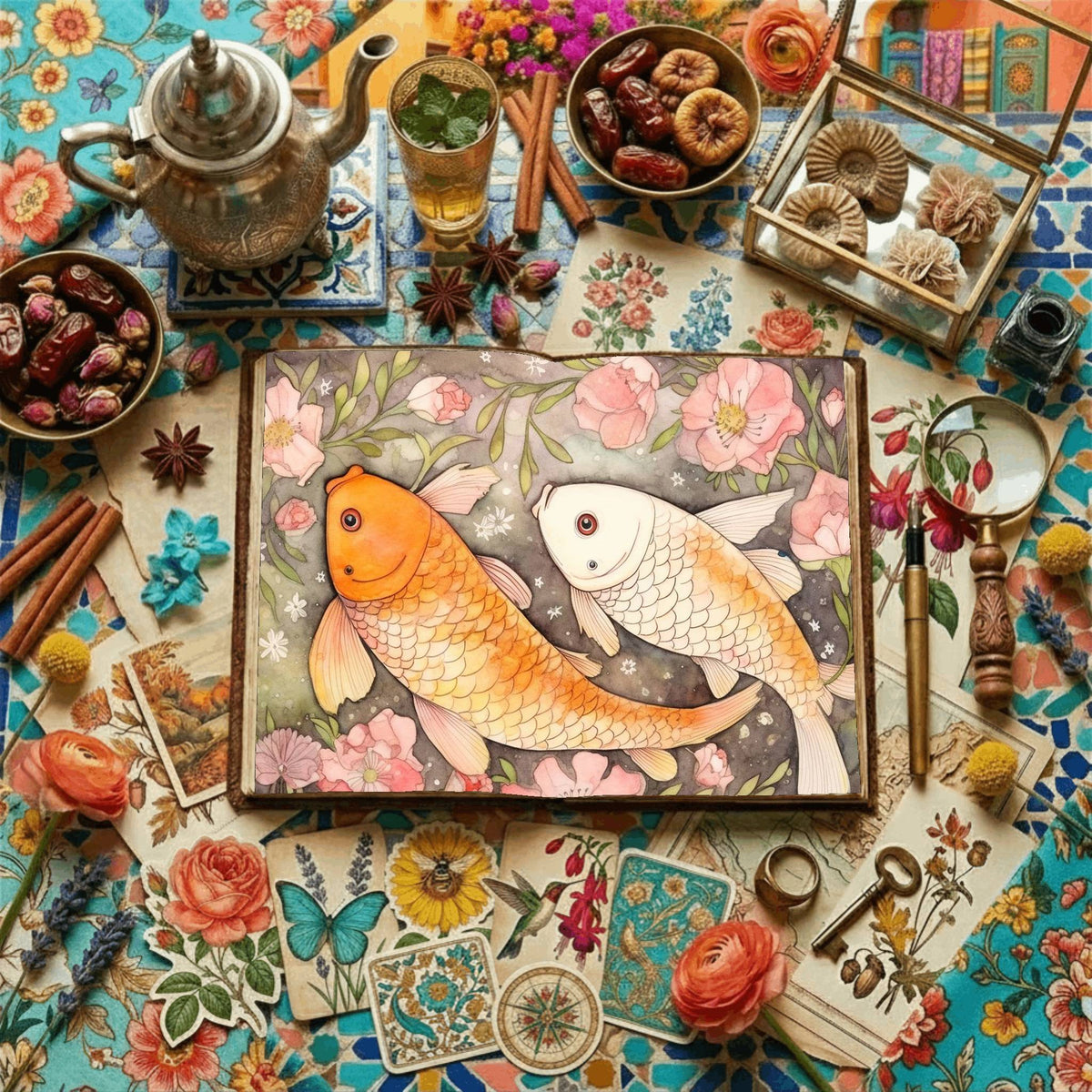 Koi Fish Digital Papers