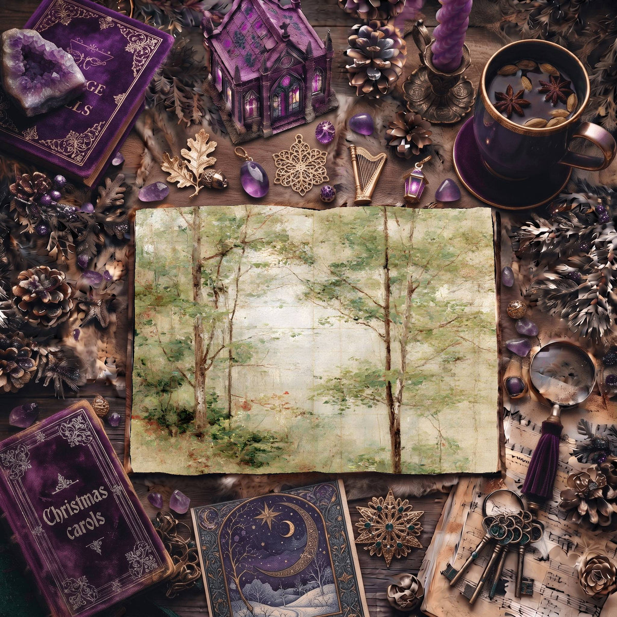 Light Woodlands Christmas Digital Papers