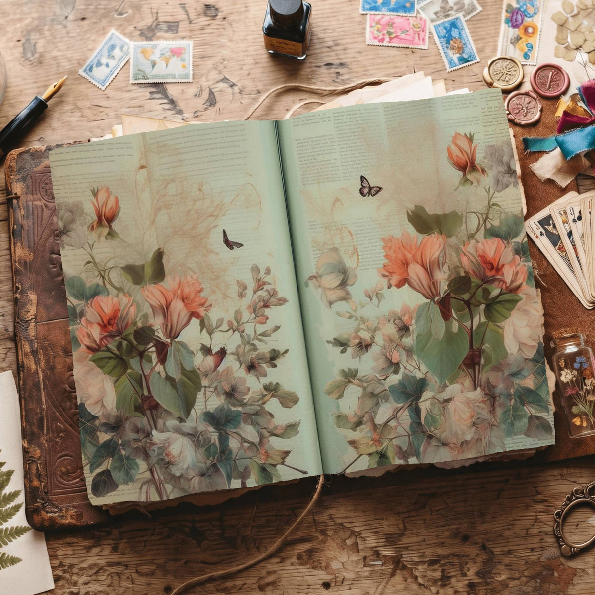 Lined Flower Digital Papers