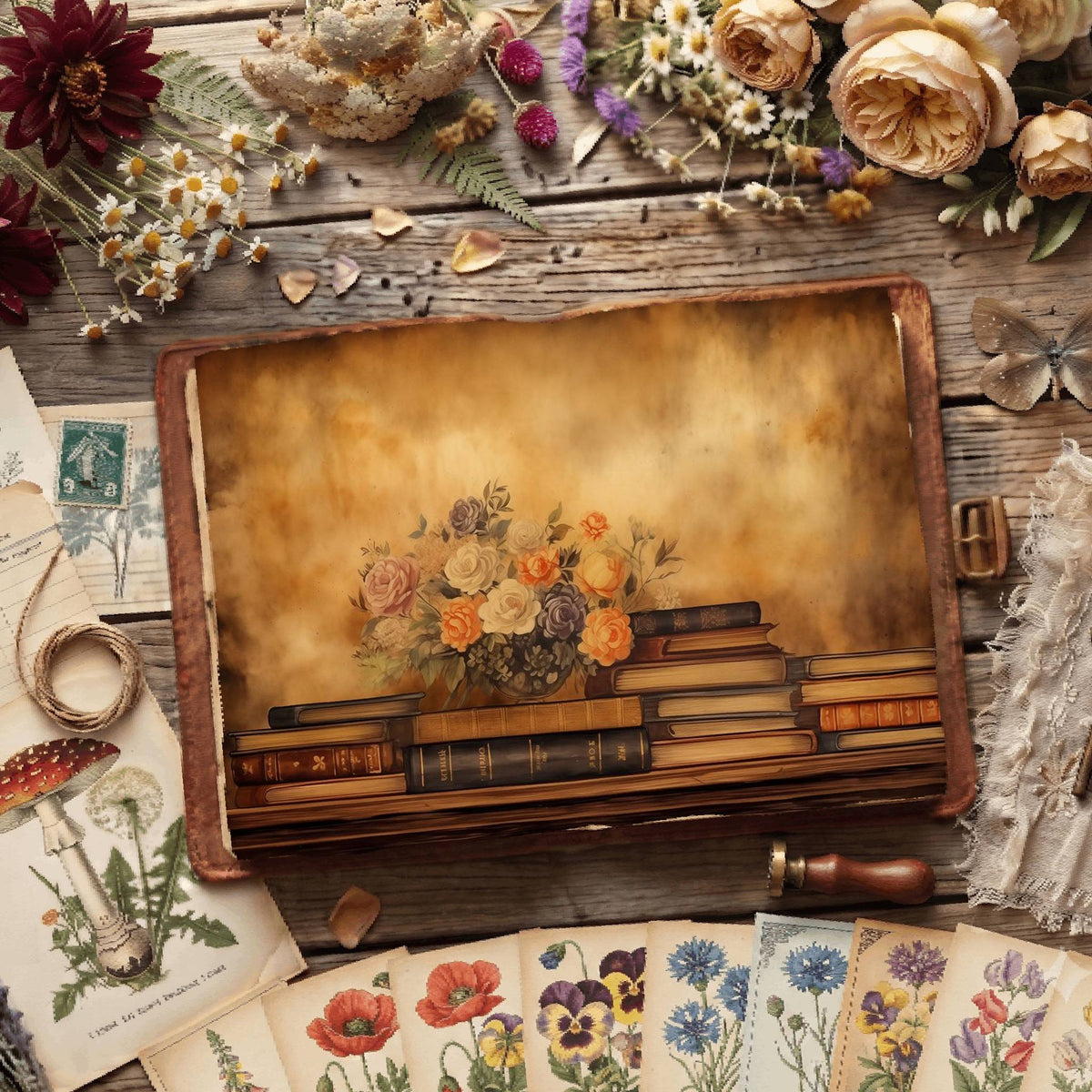 Literary Florals Digital Papers