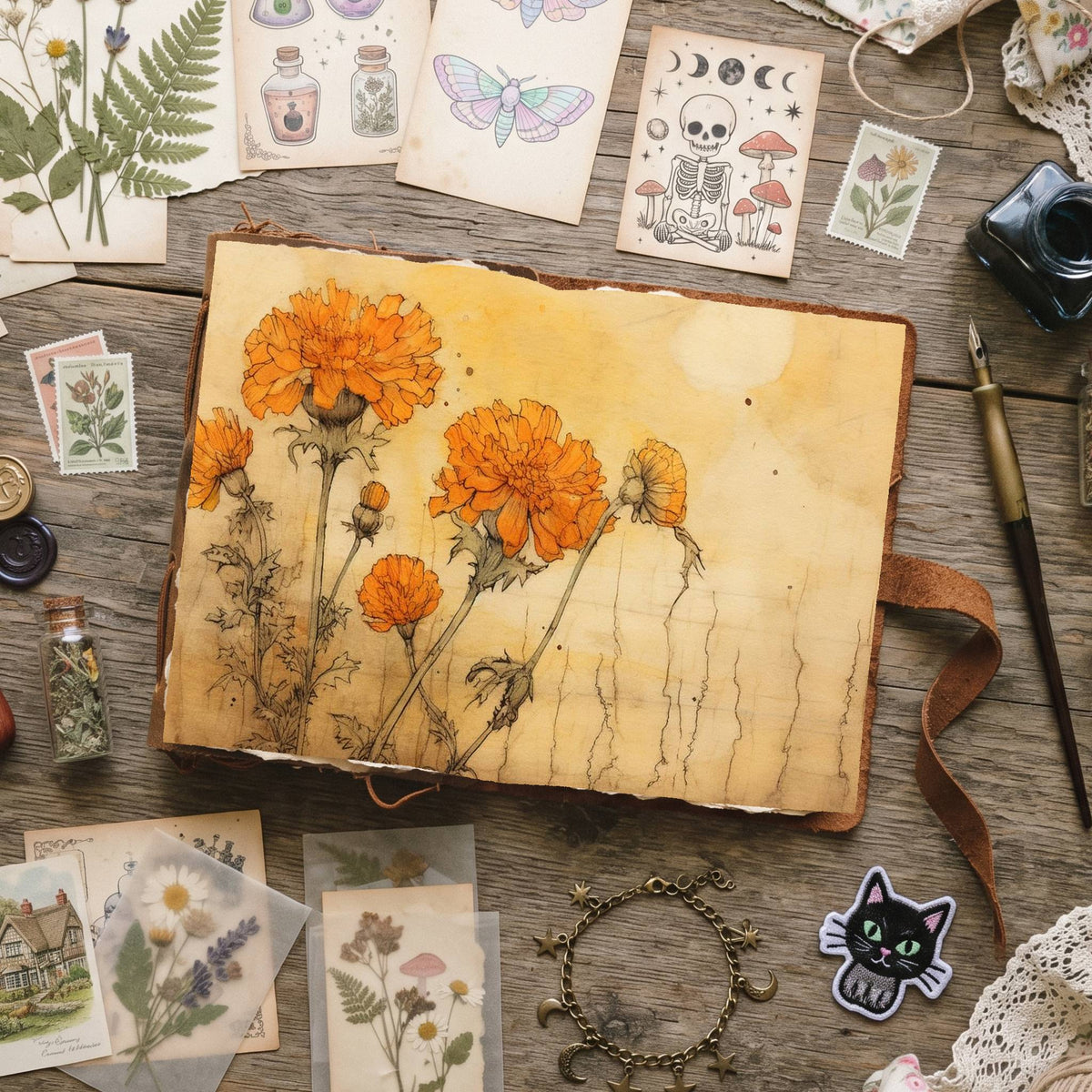 Marigold Flowers Digital Papers