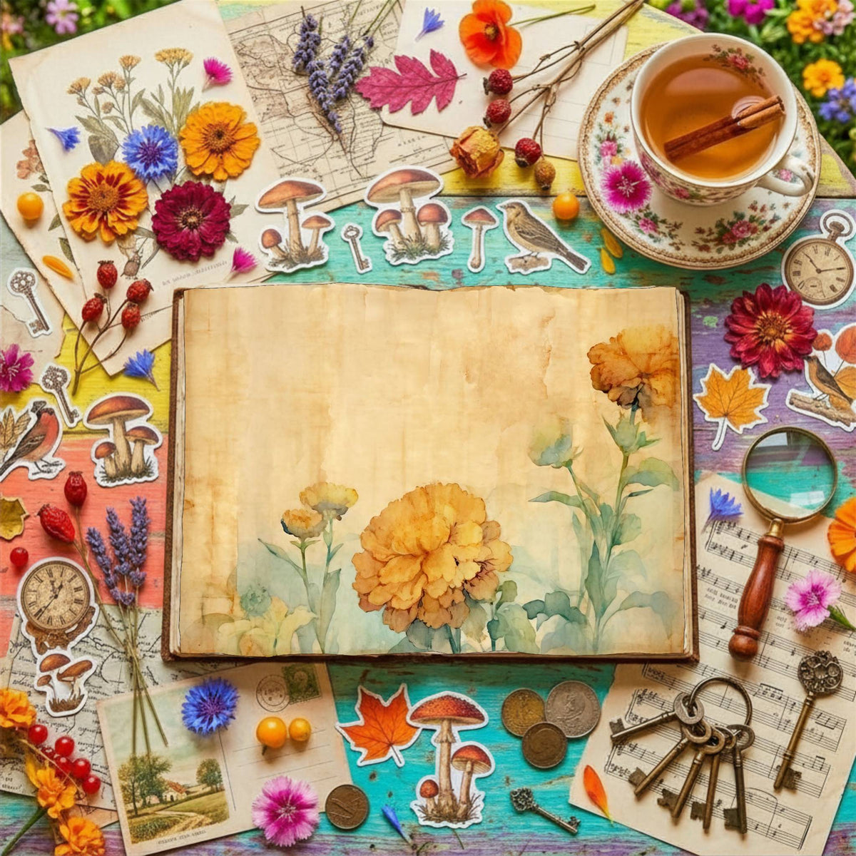 Marigold Flowers Digital Papers