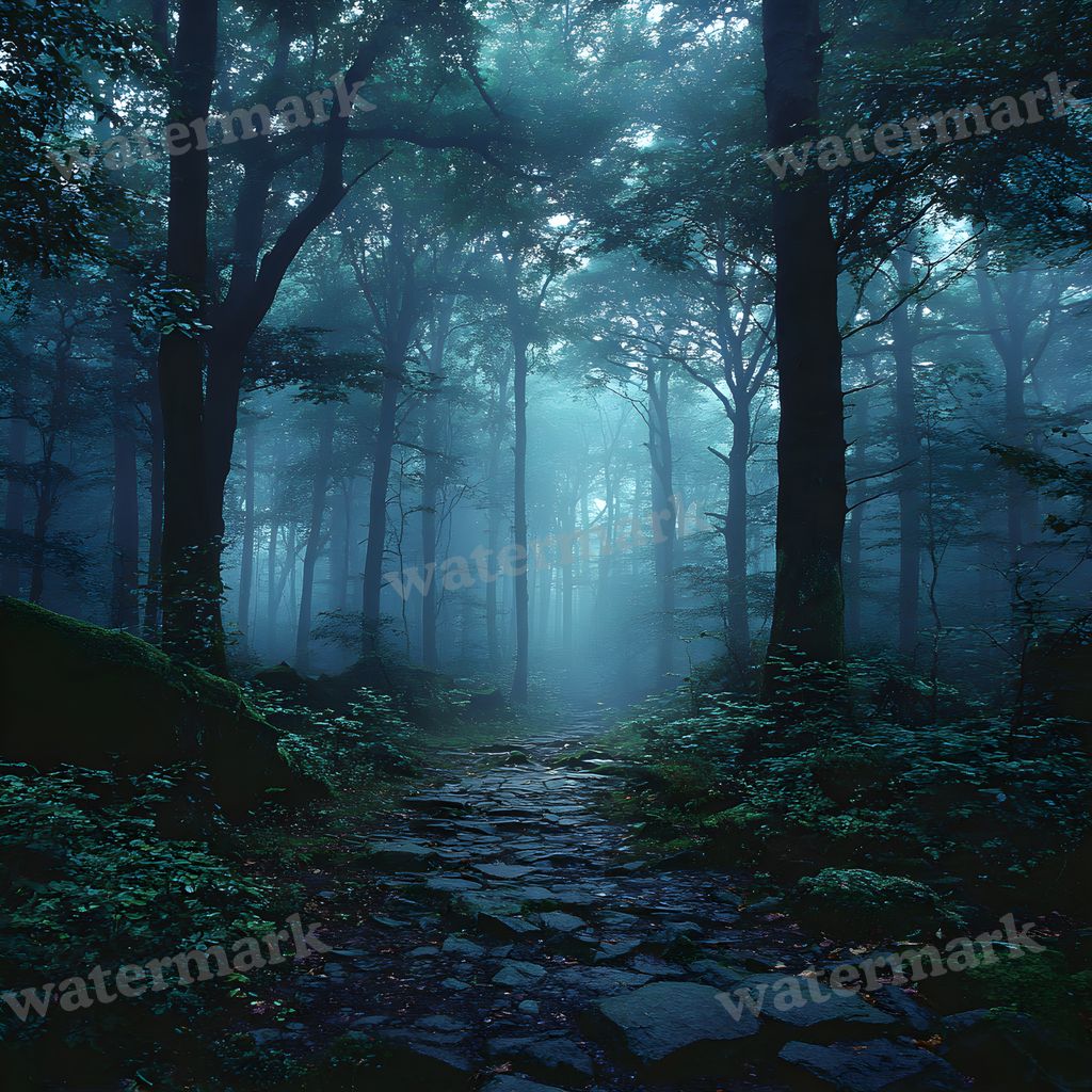 Misty Forest digital photo backdrop for photo editing, preview 5
