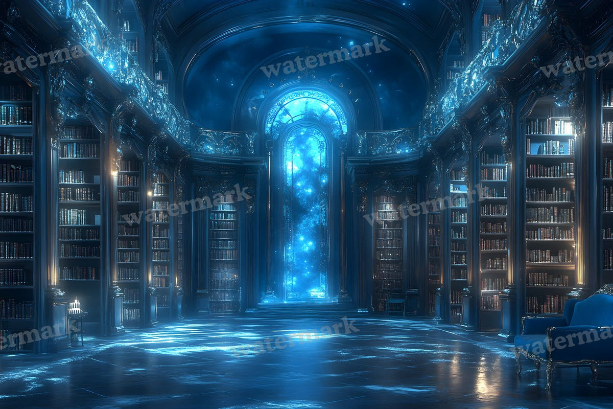Moonlit Library Backdrop Images