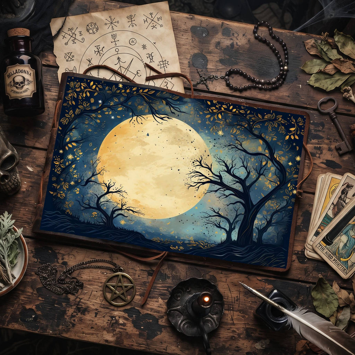 Moonlit Tree Digital Papers