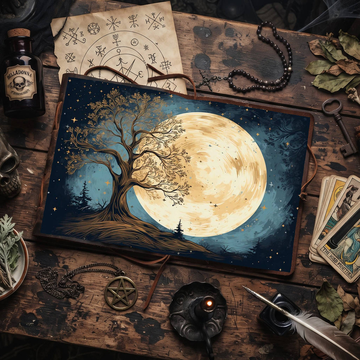 Moonlit Tree Digital Papers