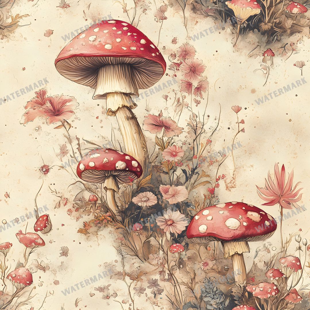 Mushrooms Seamless Pattern