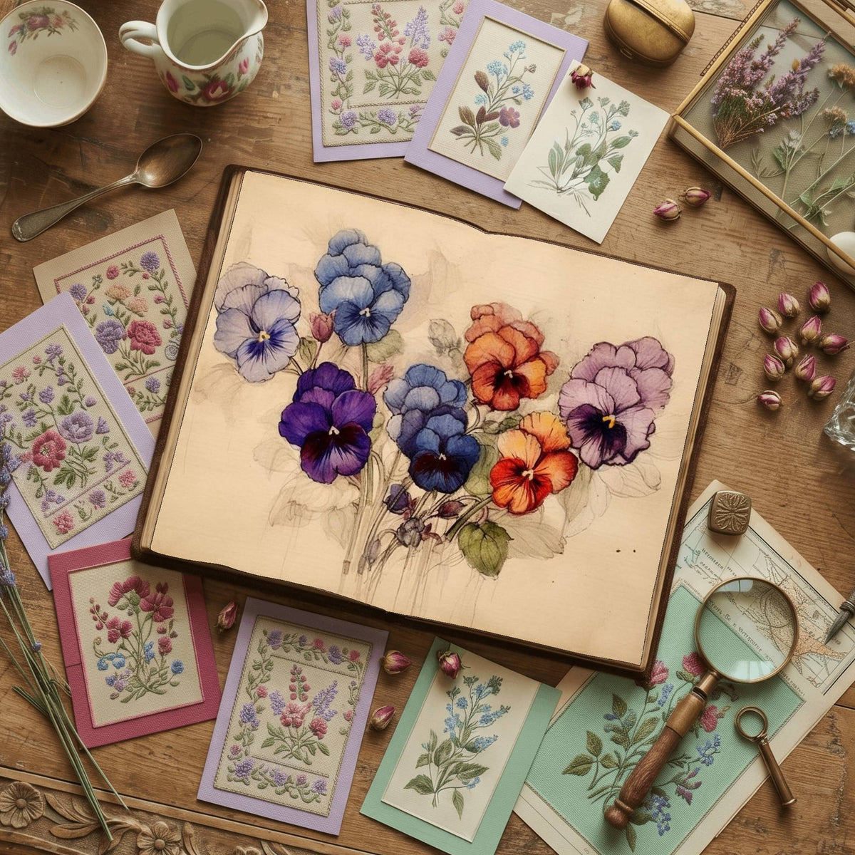 Pansy Flower Watercolour Digital Papers