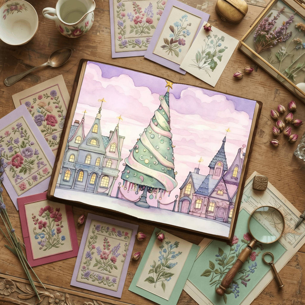 Pastel Chirstmas Tree Digital Papers