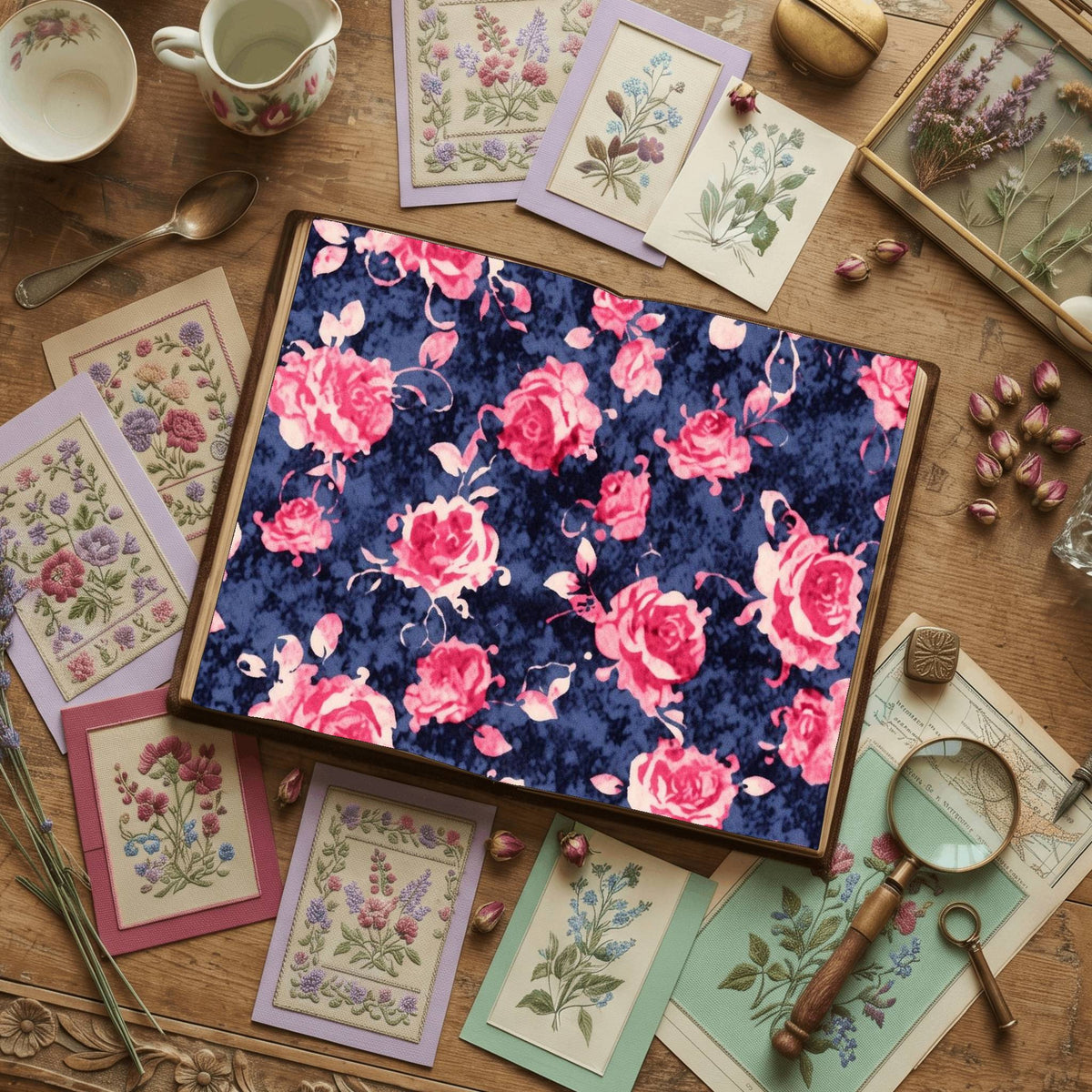 Pink Rose printable junk journal paper, page preview 6