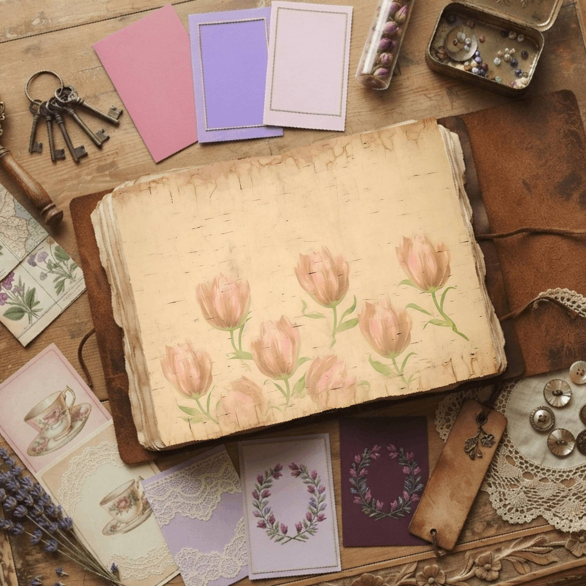 Pink Tulips Digital Papers