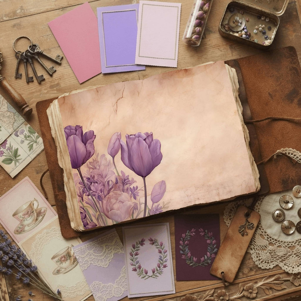 Purple Tulips Digital Papers