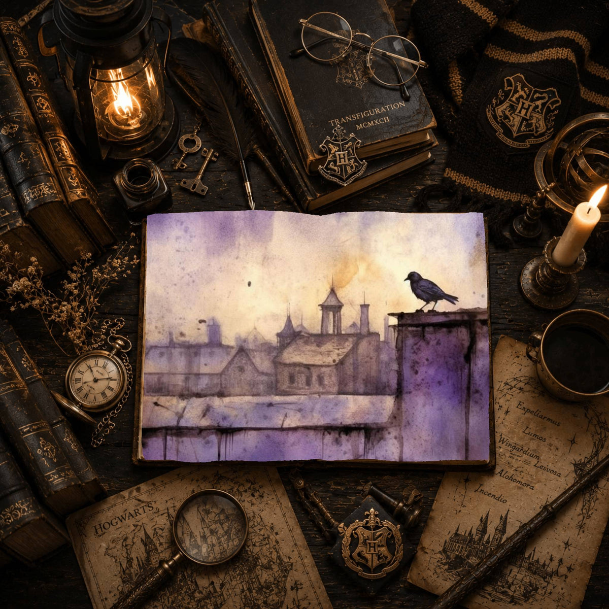 Purple Watercolour Witch Digital Papers