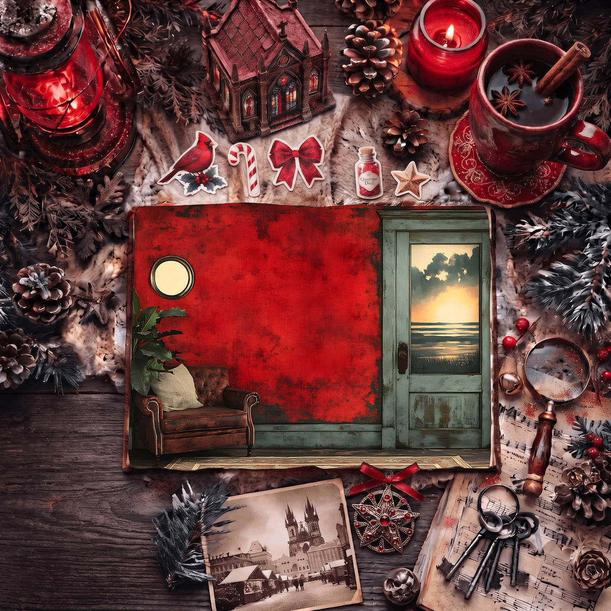 Red Christmas Digital Papers
