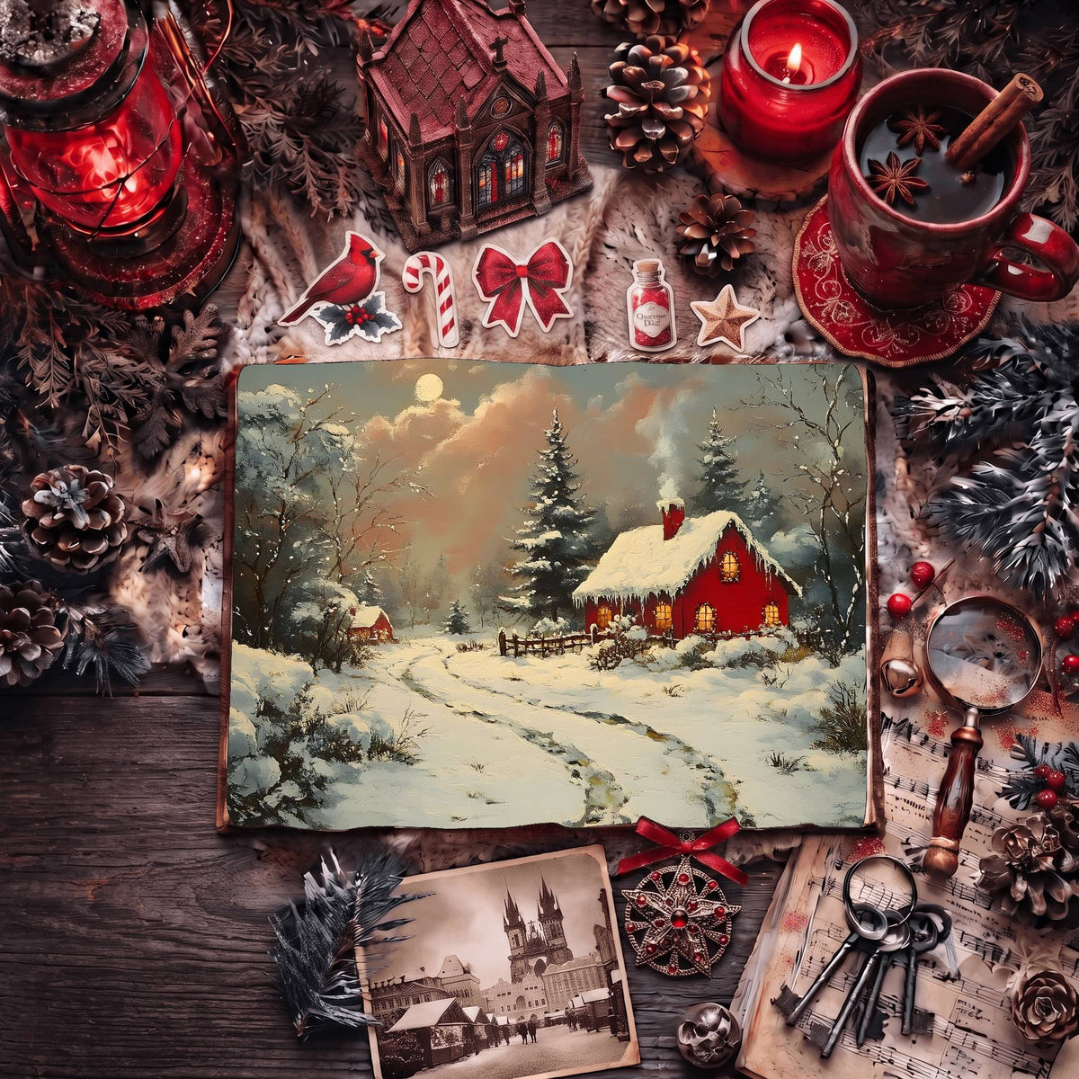 Red Christmas Digital Papers