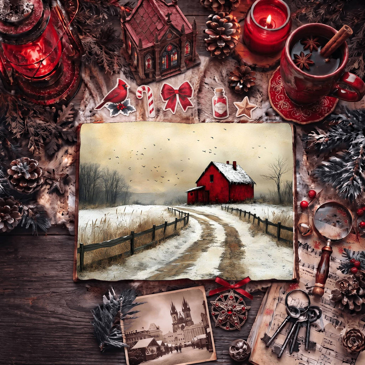 Red Christmas Digital Papers