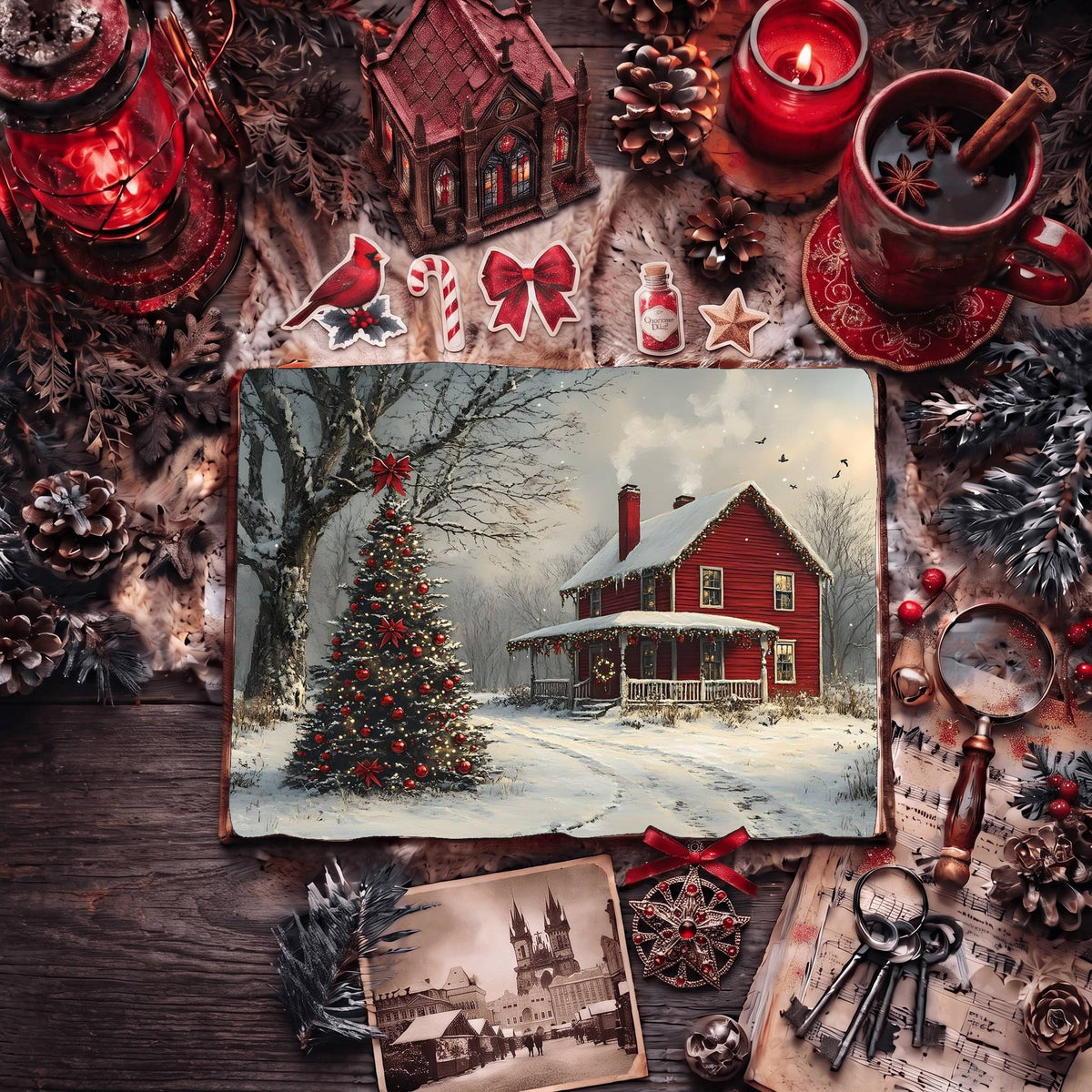 Red Christmas Digital Papers