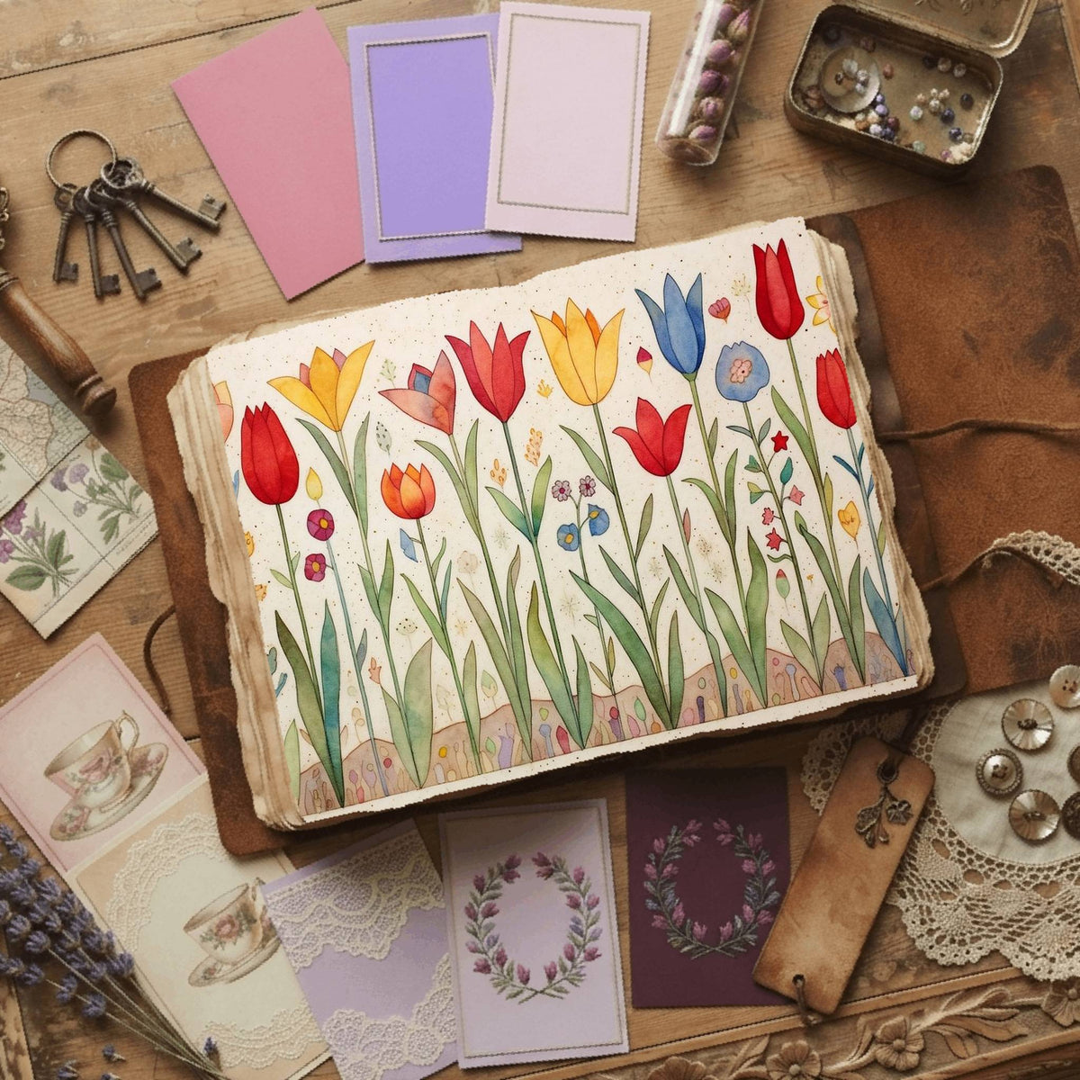 Red Tulips Digital Papers