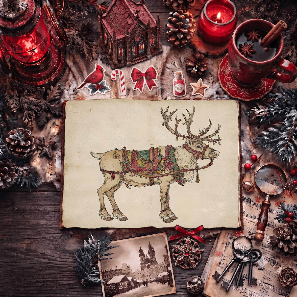 Reindeer Festive Harness Digital Papers