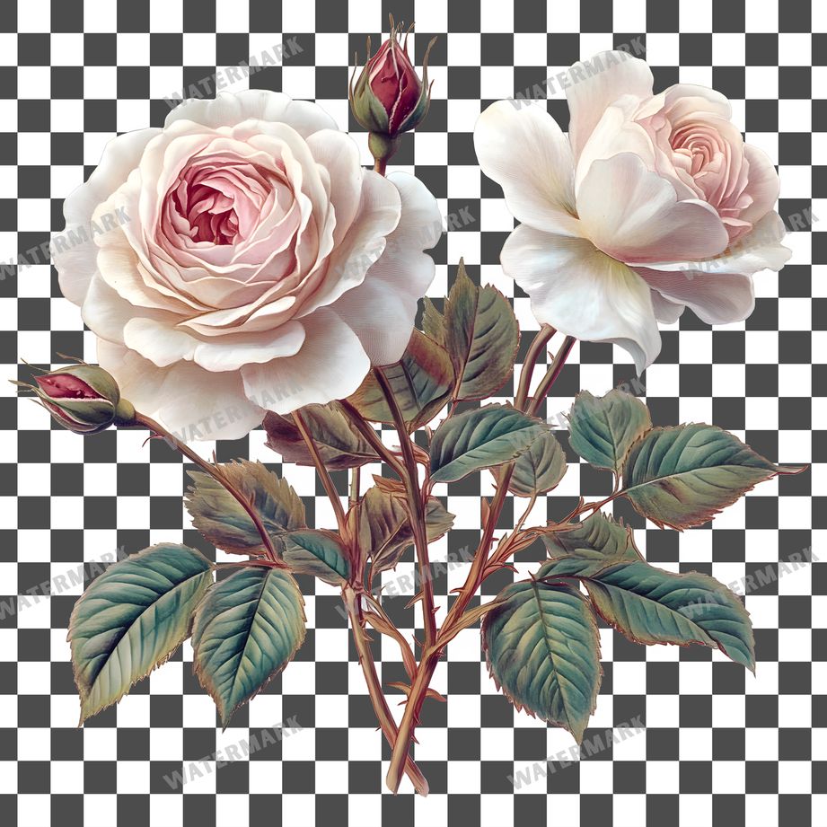 Rose Bouquet Vintage Style clipart PNG on a transparent background, design 6