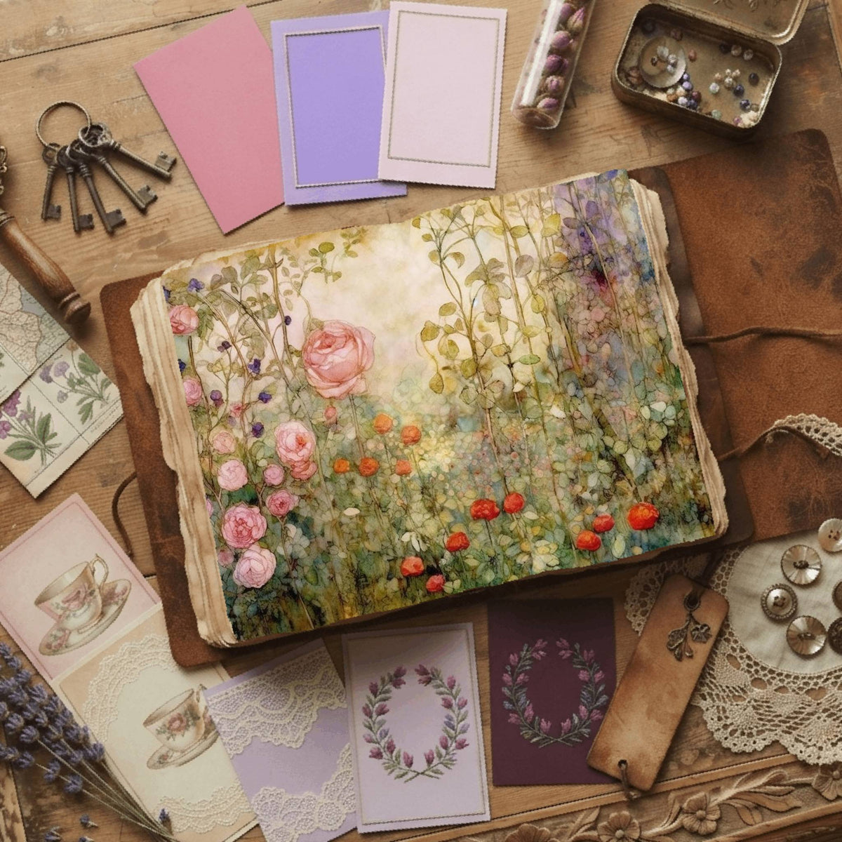 Rose Garden printable junk journal paper, page preview 6