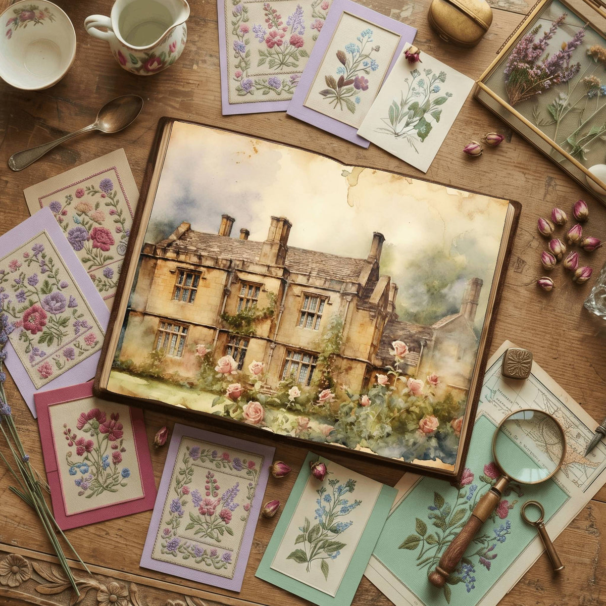Rose Garden printable junk journal paper, page preview 6