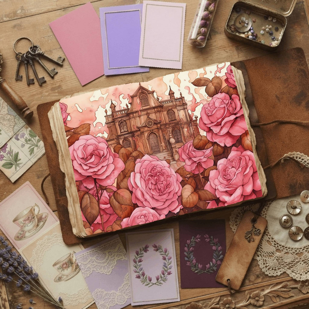 Rose Garden printable junk journal paper, page preview 6