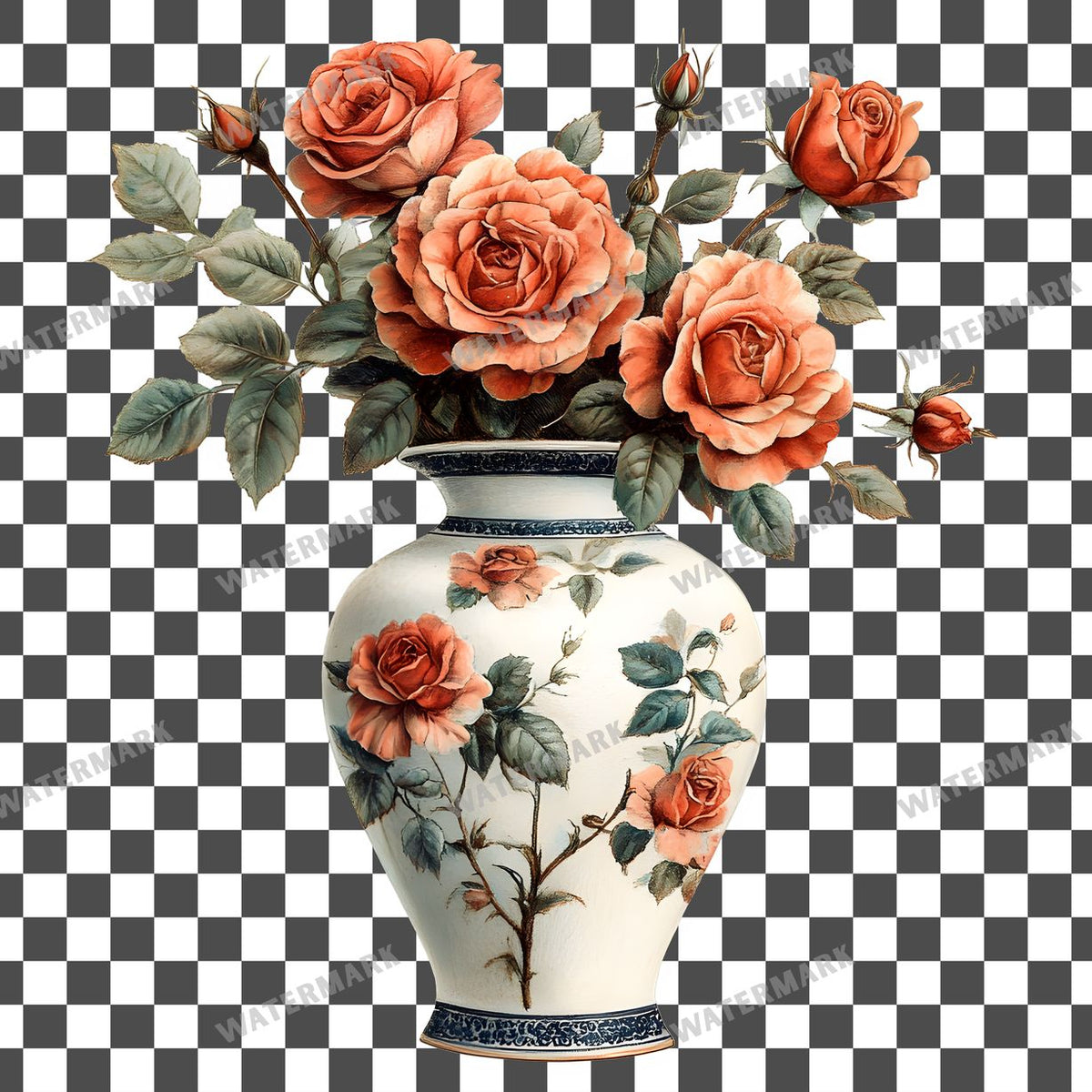 Roses Vintage Style clipart PNG on a transparent background, design 6