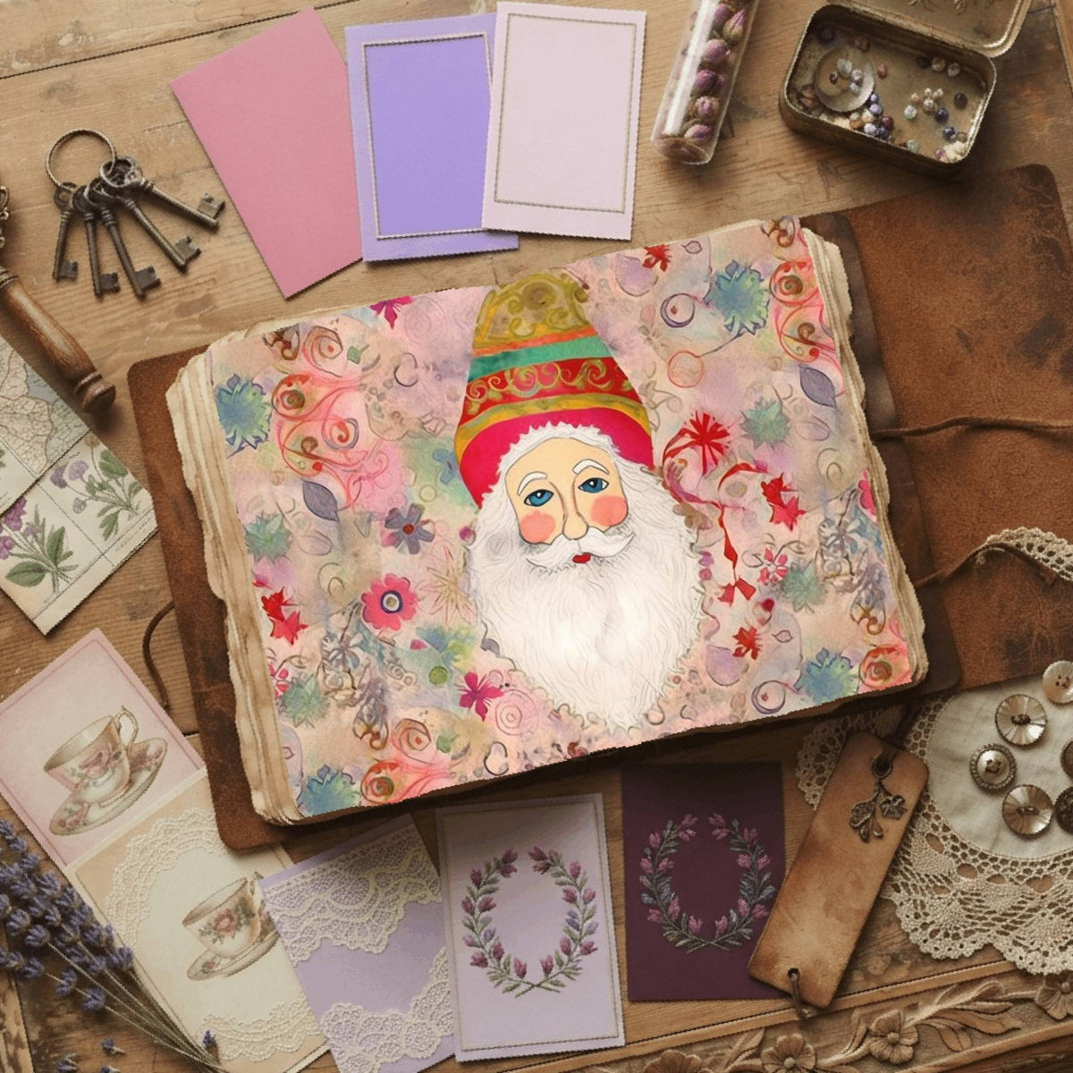 Santa Claus Watercolor Digital Papers