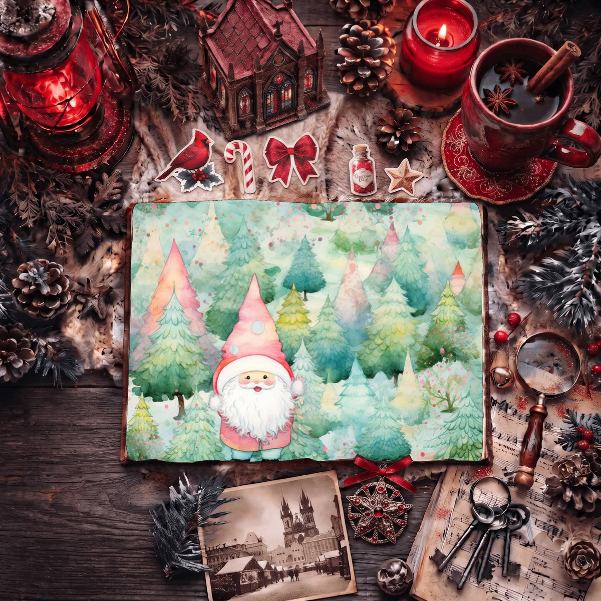 Santa Pastel Christmas printable junk journal paper, page preview 6
