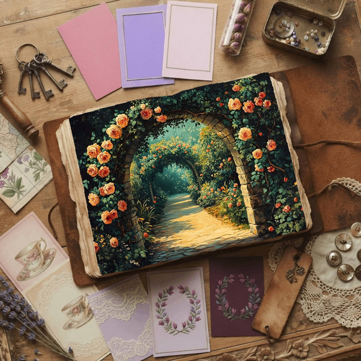 Secret Garden printable junk journal paper, page preview 6