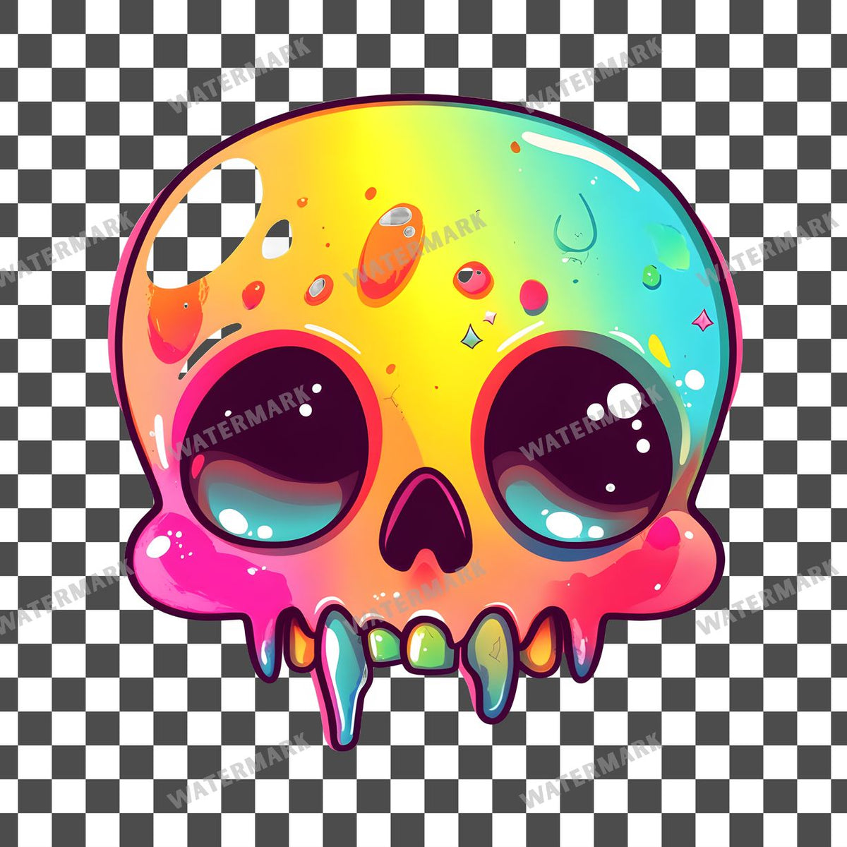 Skull Kawaii Style Clipart Pngs