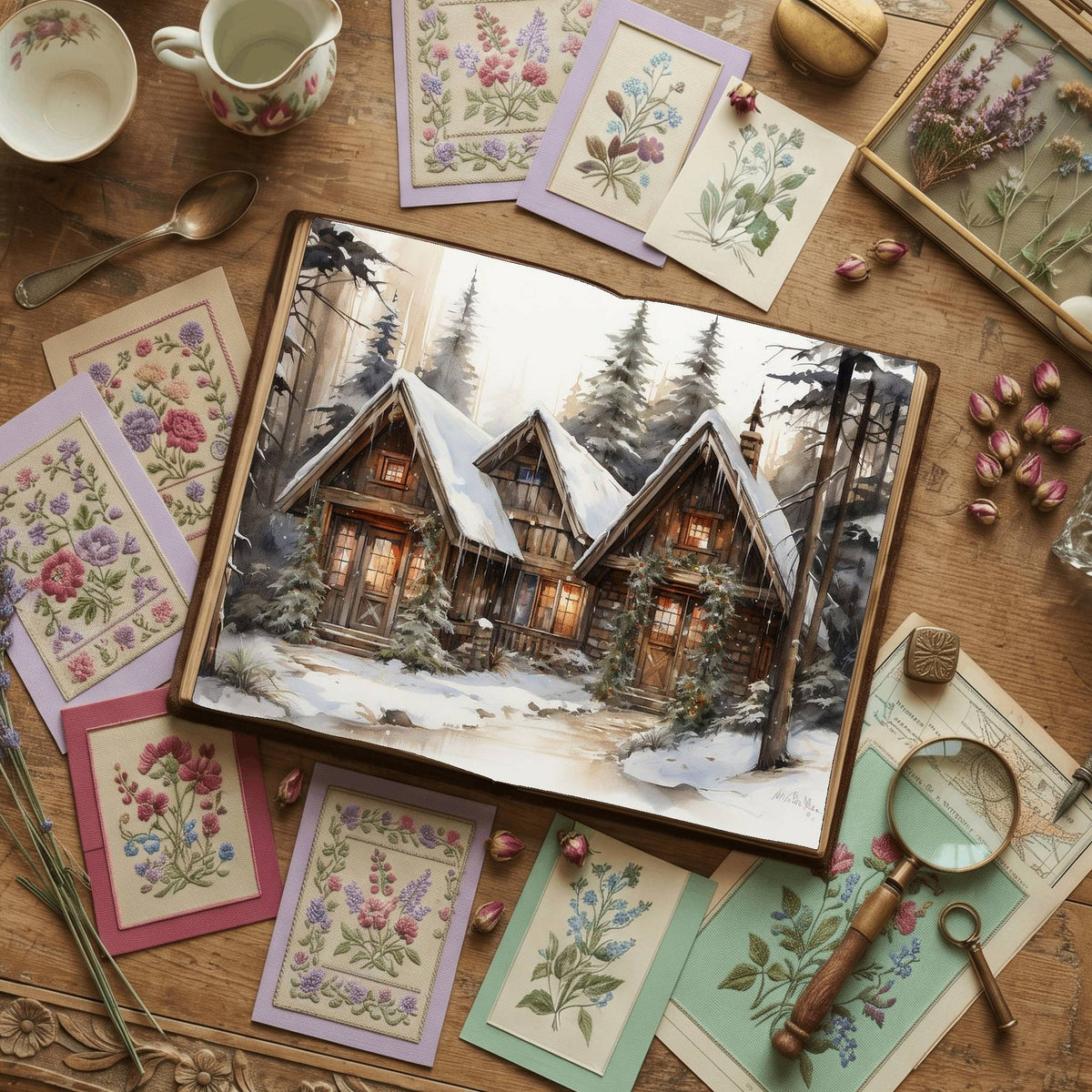 Snow Cabin Digital Papers