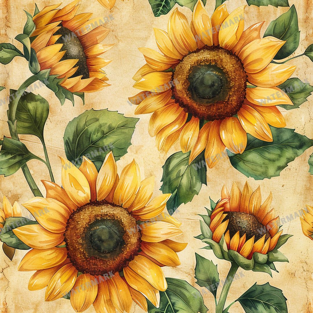 Sunflowers Seamless Pattern