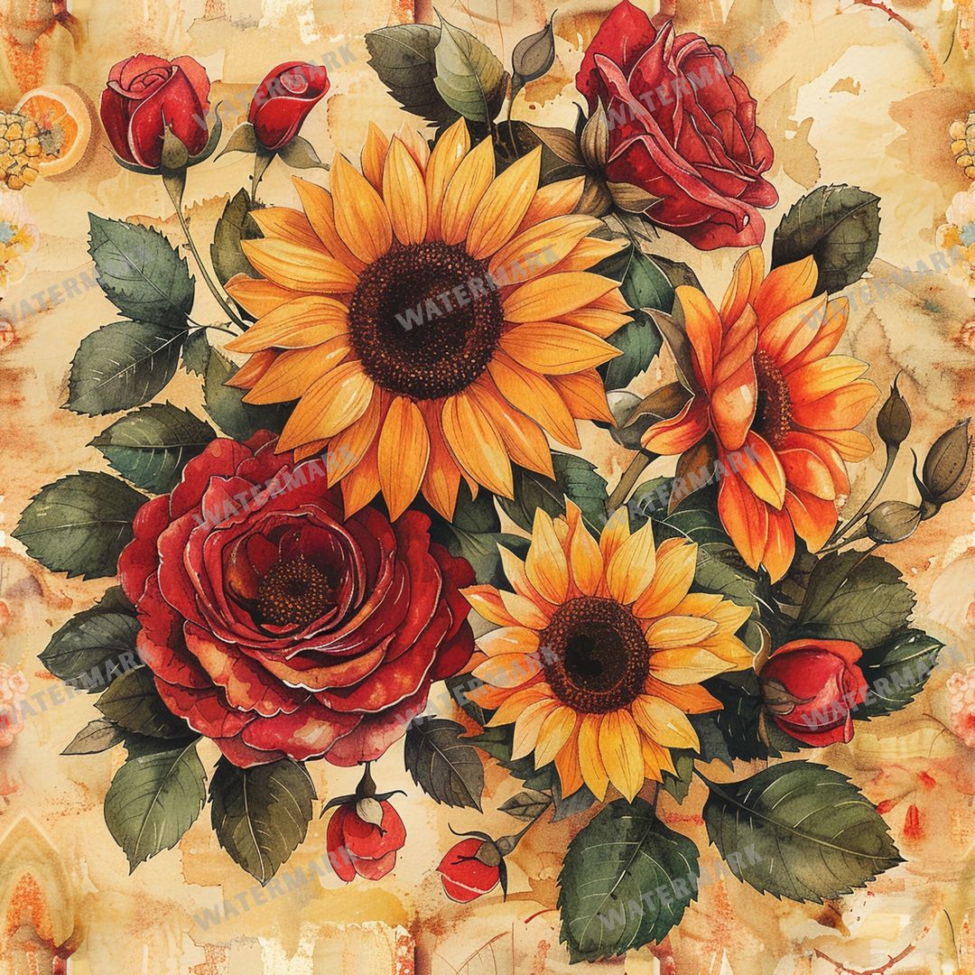 Sunflowers Seamless Pattern